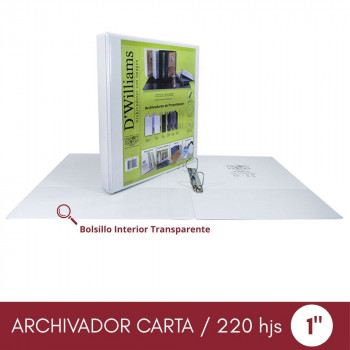 ARCHIVADOR CATALOGO CARTA 2 AROS 1.0 BLANCO 220 HOJAS