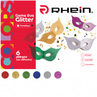 CARPETA CON GOMA EVA GLITTER ADHESIVO 6 HOJAS 6 COLORES 24X33 CM