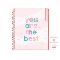 CUADERNO 1/2 OFICIO PUNTOS 5MM SUPERCLASS 3 MATERIAS PASTEL 120 HOJAS (DISEÑOS SURTIDOS)