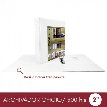 ARCHIVADOR CATALOGO OFICIO 2 AROS 2.0 BLANCO 250 HOJAS