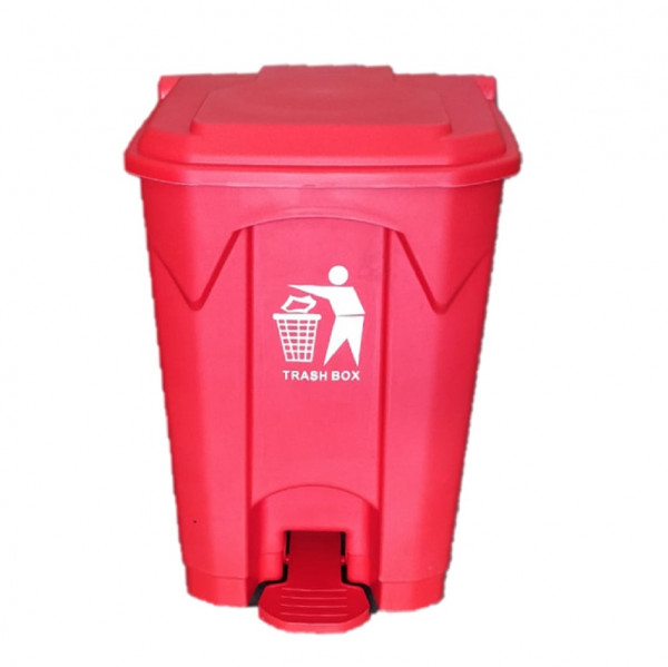 BASURERO PLASTICO TAPA Y PEDAL 50 LT ROJO