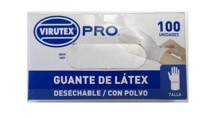 GUANTE DESECHABLE LATEX CON POLVO TALLA L 100 UN