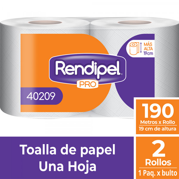 TOALLA UNA HOJA 190 MT X 2 ROLLOS