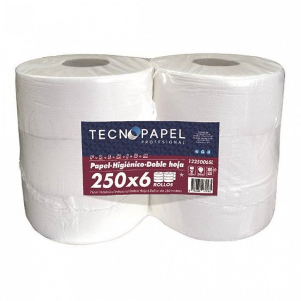 PAPEL HIGIENICO JUMBO DOBLE HOJA 6 ROLLOS X 250 MT