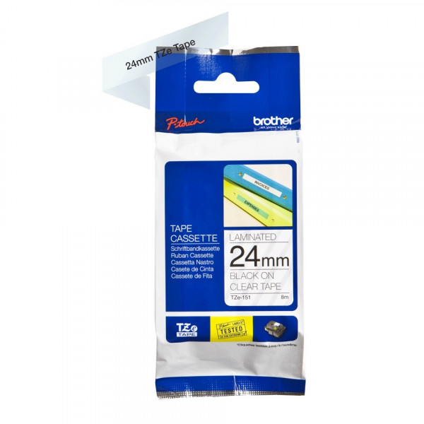 CINTA TZE-151 NEGRO/TRANSPARENTE 24 MM (0.94