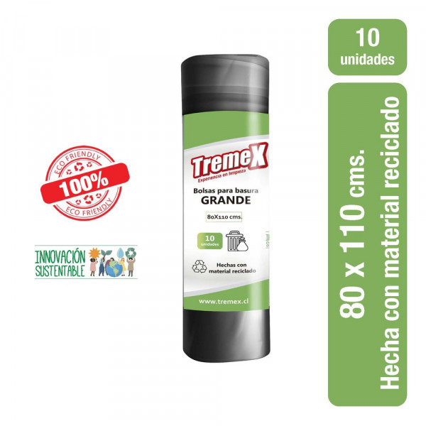 BOLSA DE BASURA  ECOACTIVA 80 X 110 ROLLO 10 UN