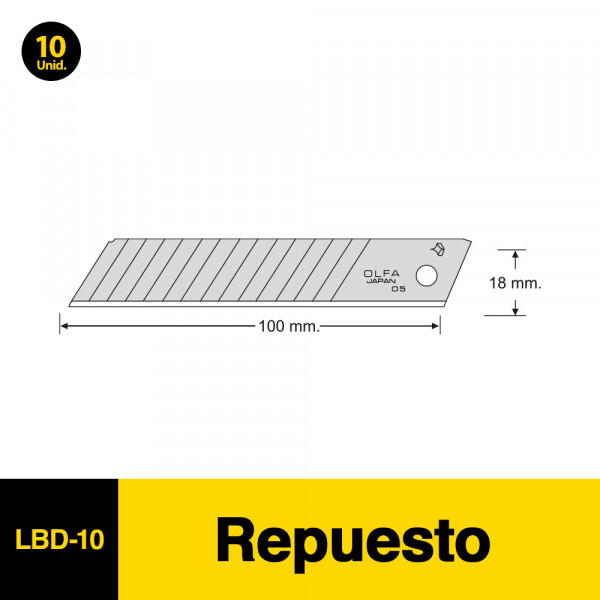 REPUESTO CUCHILLO LBD-10 15 SEGMENTOS 18MM