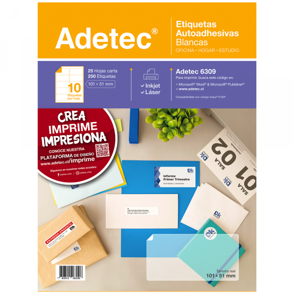 ETIQUETA INKJET/LASER CARTA BLANCA 101x51 MM