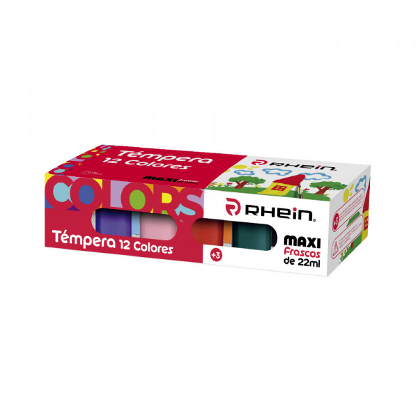 TEMPERA FORMATO XL 22 ML 12 COLORES LAVABLE