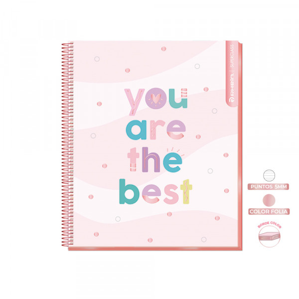 CUADERNO 1/2 OFICIO PUNTOS 5MM SUPERCLASS 3 MATERIAS PASTEL 120 HOJAS (DISEÑOS SURTIDOS)