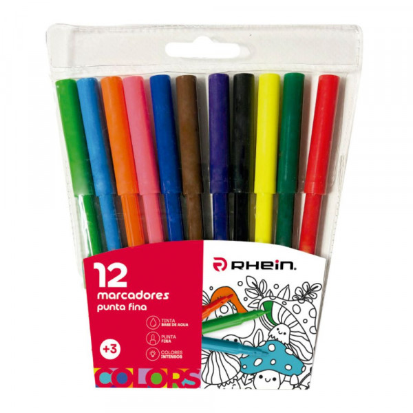 PLUMON SCRIPTO 12 COLORES PUNTA DELGADA ESCOLAR