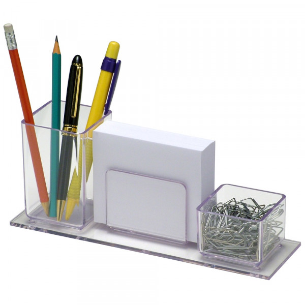 PORTA LAPIZ-CLIPS Y TACO PAPEL CRISTAL