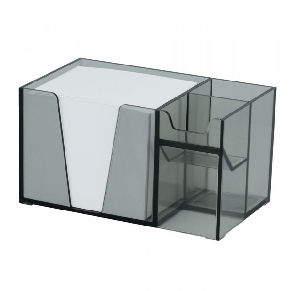 ORGANIZADOR ESCRITORIO CLIPS Y TACO DE PAPEL ACRILICO GRIS