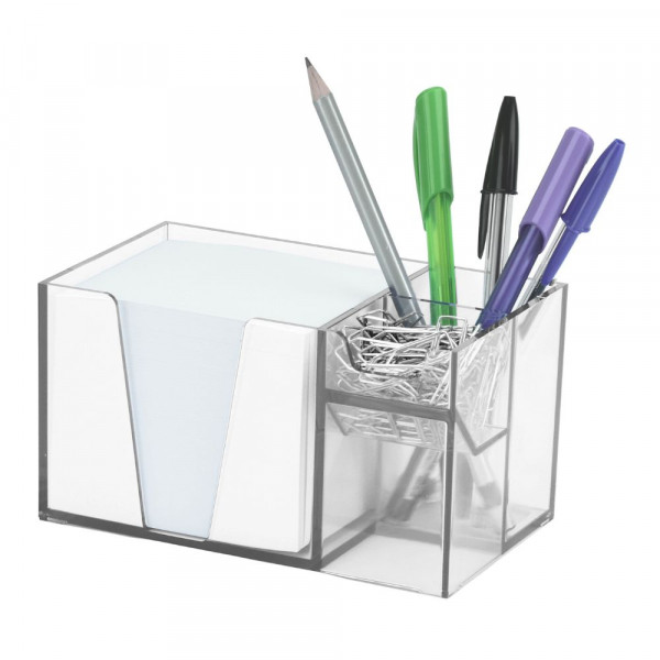 ORGANIZADOR ESCRITORIO CLIPS Y TACO DE PAPEL ACRILICO GRIS