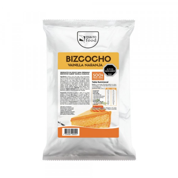 REPOSTERIA MEZCLA BIZCOCHO SABOR VAINILLA NARANJA BOLSA 500 GR