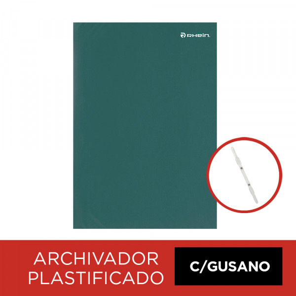 ARCHIVADOR PLASTIFICADO VERDE CON GUSANO