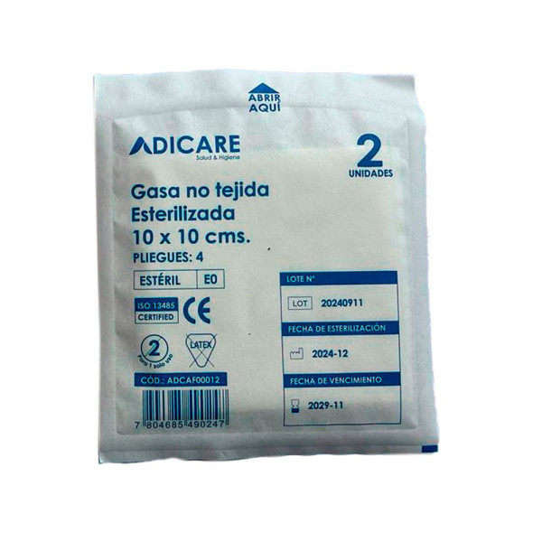 GASA NO TEJIDA ALGODON ESTERILIZADA 10X10 CM CAJA 50 UN