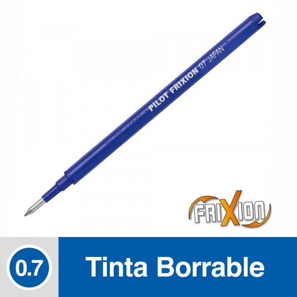 Bolígrafo de tinta borrable Pilot Frixion Clicker color azul incluye 12 minas de repuesto, goma de borrar Frixion 