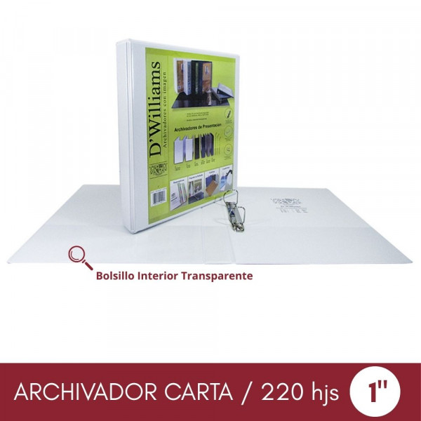 ARCHIVADOR CATALOGO CARTA 2 AROS 1.0 BLANCO 220 HOJAS