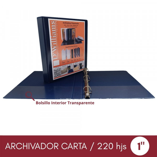 ARCHIVADOR CATALOGO CARTA 3 AROS 1.0 AZUL