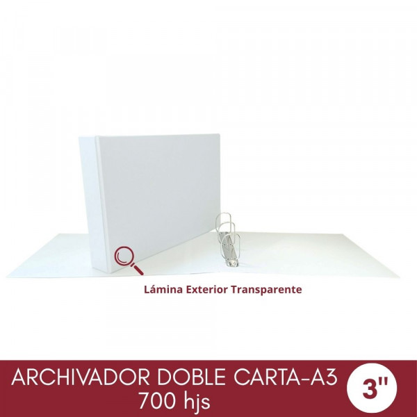 ARCHIVADOR CATALOGO DOBLE CARTA 3 AROS 3.0 BLANCO