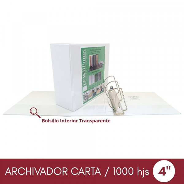 ARCHIVADOR CATALOGO CARTA 3 AROS 4.0 BLANCO