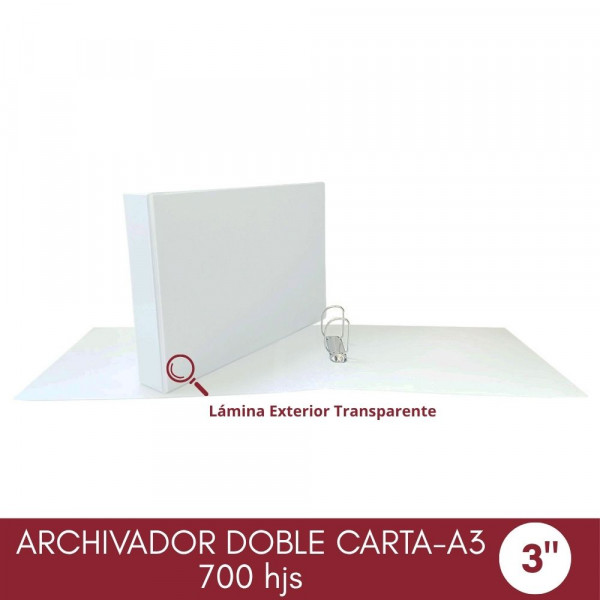 ARCHIVADOR CATALOGO DOBLE CARTA 2 AROS 3.0 BLANCO