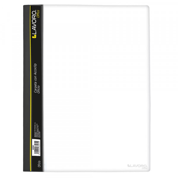 CARPETA CON ACCOCLIP OFICIO VINIL TRANSPARENTE NEGRO