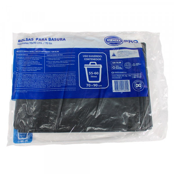 BOLSA BASURA PLANA 70X90 CM 10 UN