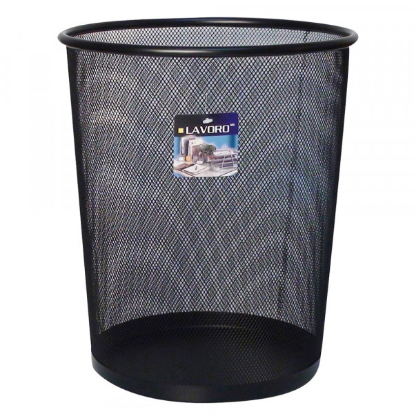 PAPELERO METALICO REJILLA NEGRO 30 X 30 CM