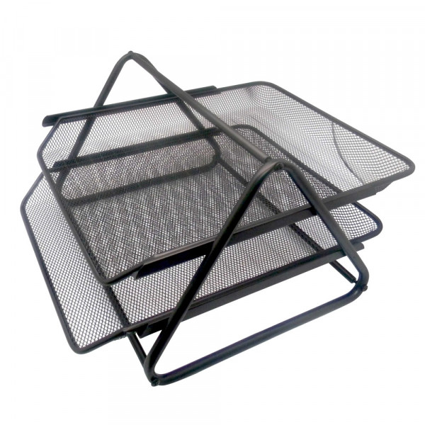 BANDEJA ESCRITORIO MALLA METALICA DOBLE NEGRA