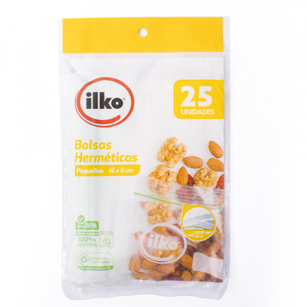 BOLSA HERMETICA SNACK 25 UN 16 X 8 CM
